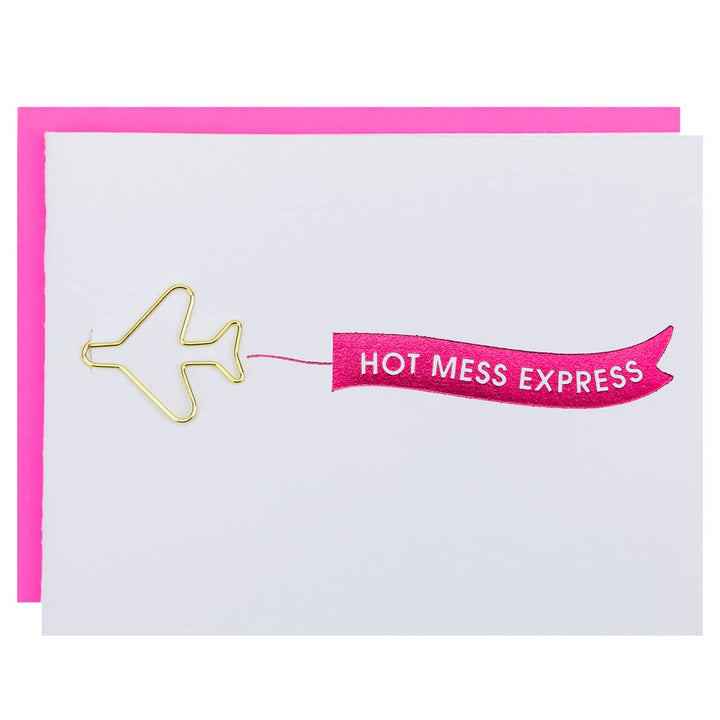 Jayden P Boutique - Letterpress Greeting Card + Keepsake Paperclip - Hot Mess Express + Airplane Paperclip