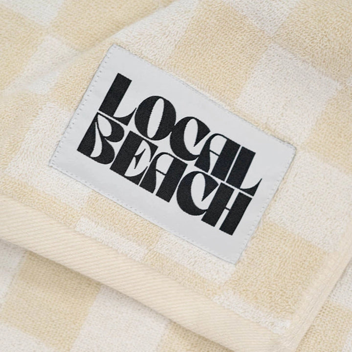 Jayden P Boutique - Local Beach Checker Beach & Bath Towel - Cream