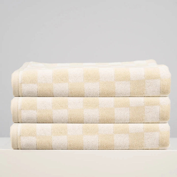 Jayden P Boutique - Local Beach Checker Beach & Bath Towel - Cream