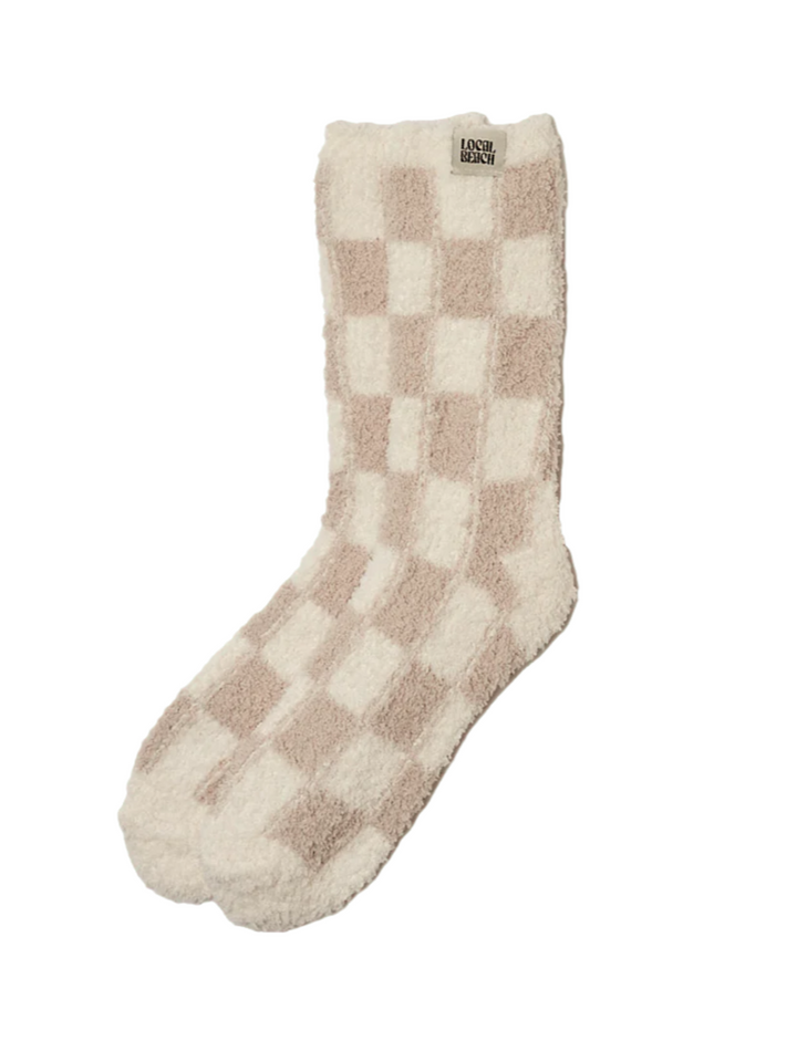 Local Beach checkered cozy socks Taupe