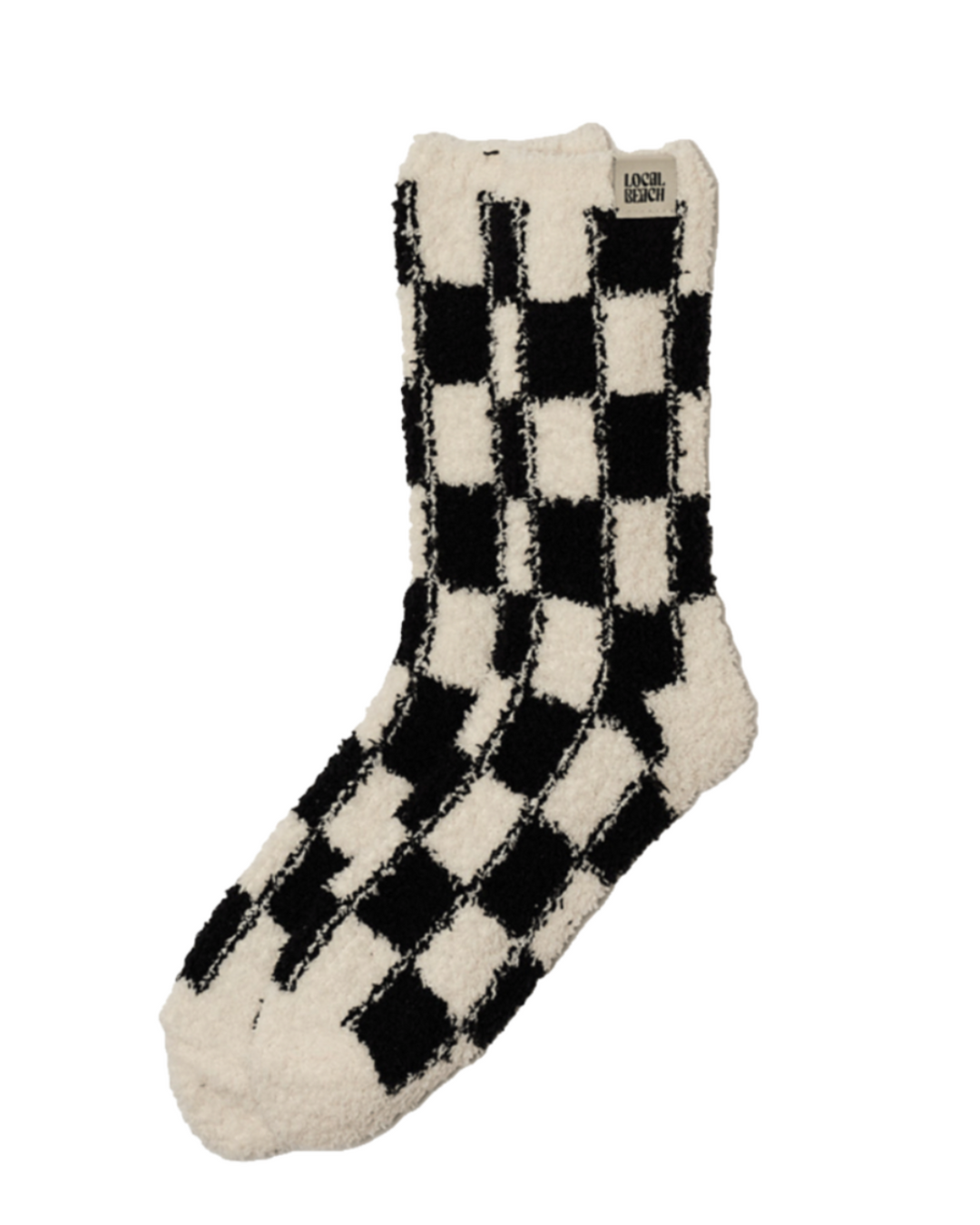 Local Beach checkered cozy socks black