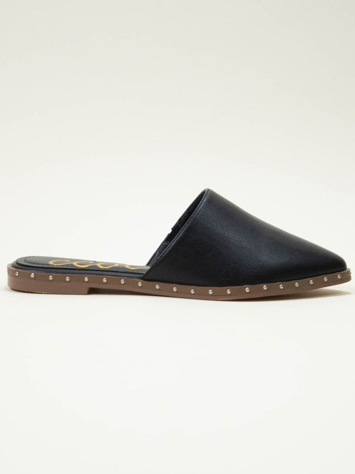 Monroe Studded Pointed Toe Mule Slides - Black-CCOCCI-Jayden P Boutique