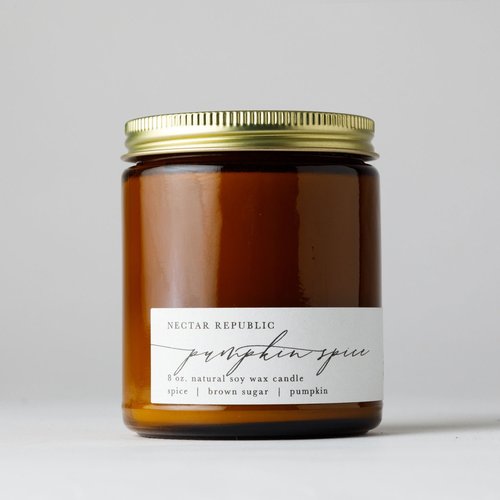 Nectar Republic - Amber Jar Soy Candle 8 oz - Pumpkin Spice-NECTAR REPUBLIC-Jayden P Boutique