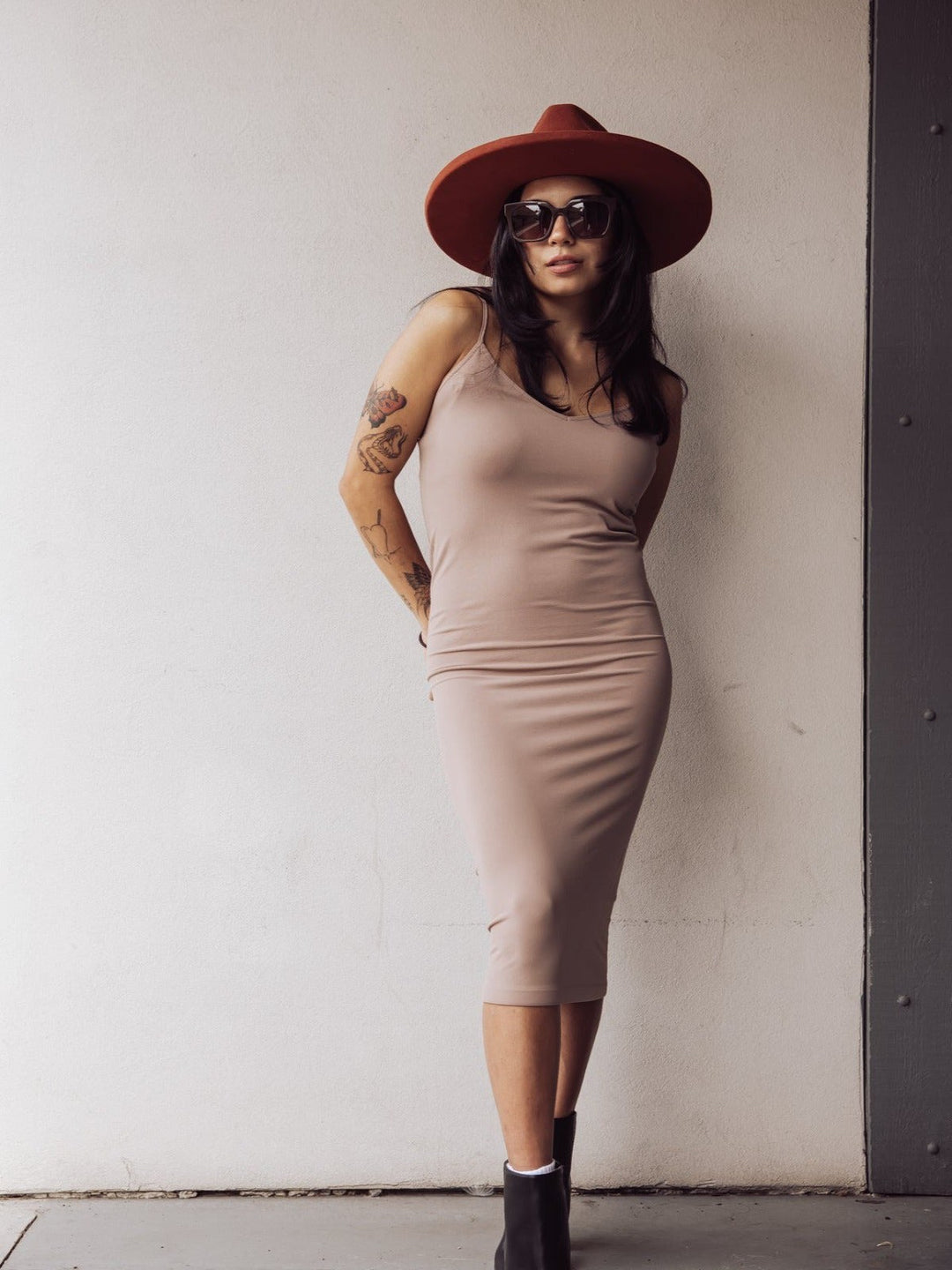 On Rumors Body Con Midi Dress - Espresso