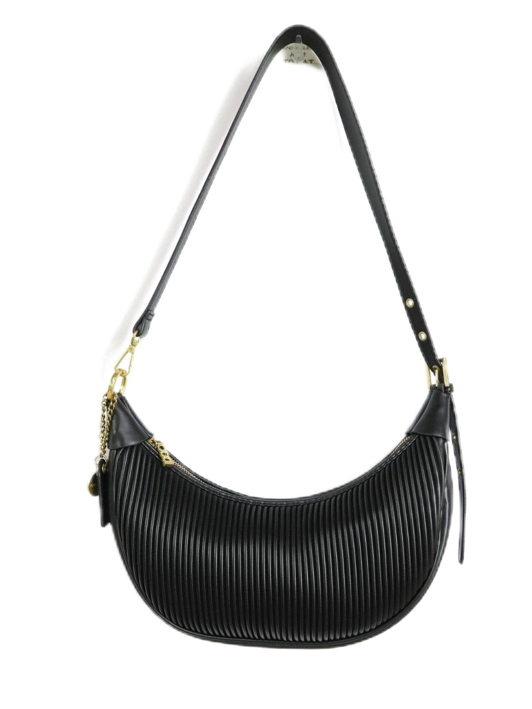 Jayden P Boutique - Pixie Mood - Crescent - Recycled Vegan Crossbody Bag - Black Pleated