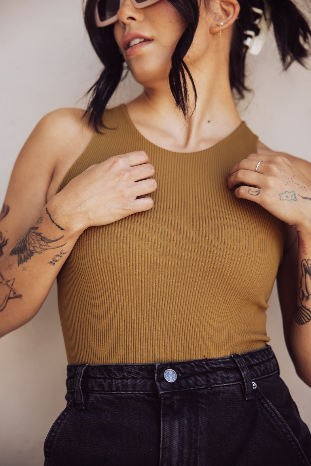WANT IT ALL RIBBED BODYSUIT - MUSTARD