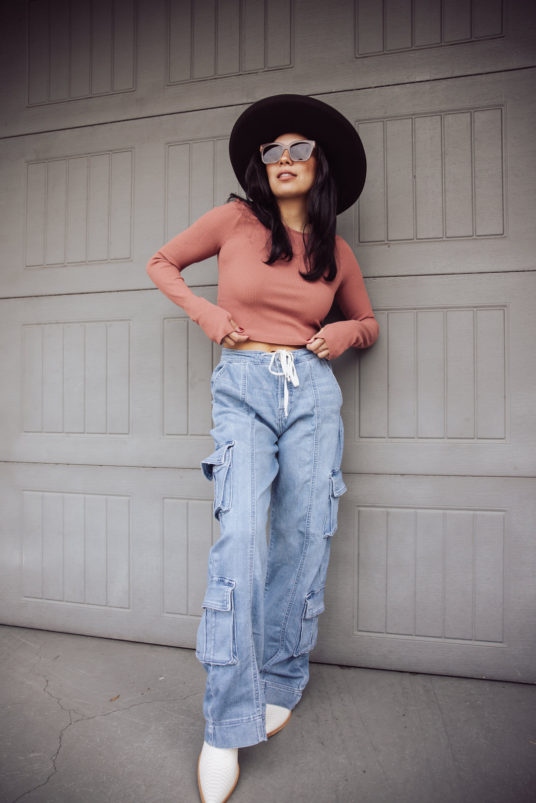 All I've Got Long Sleeve Crop Top - Dusty Red