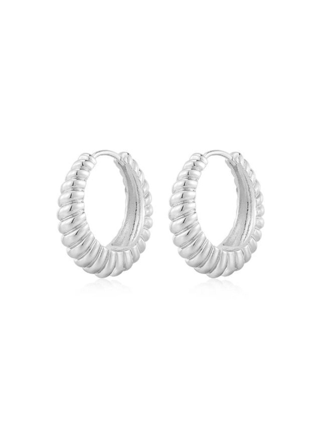 Jayden P Boutique - LUV AJ - Marbella Hoop Earrings - Silver / Ridged