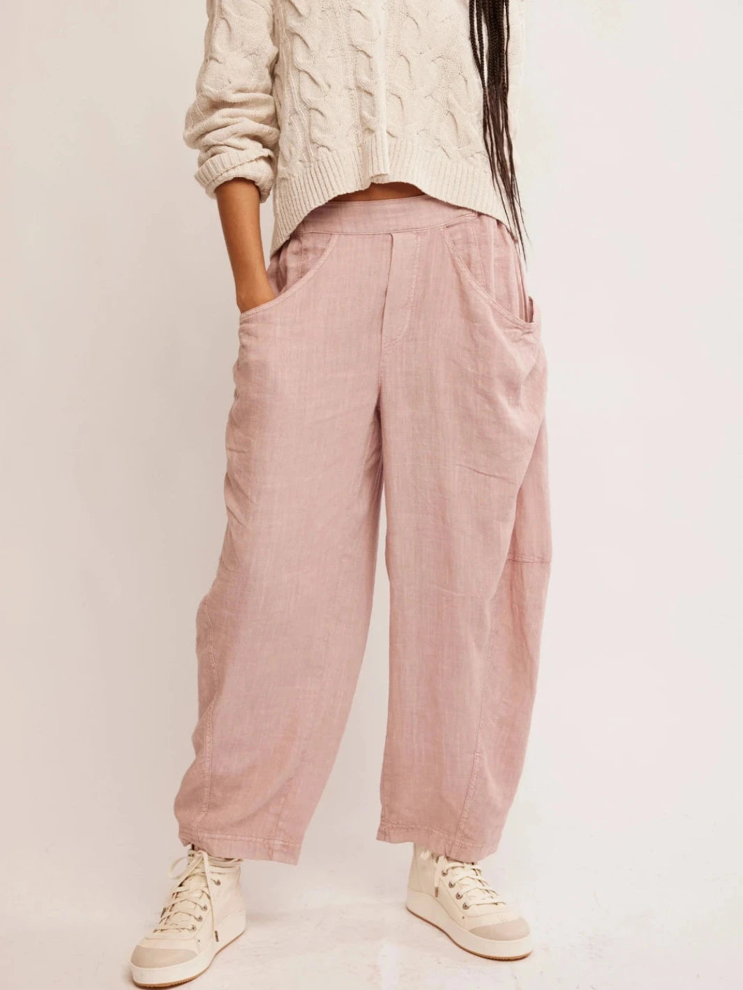 Jayden P Boutique - FREE PEOPLE - High Road Pull On Barrel Pants - Extra small / Blush