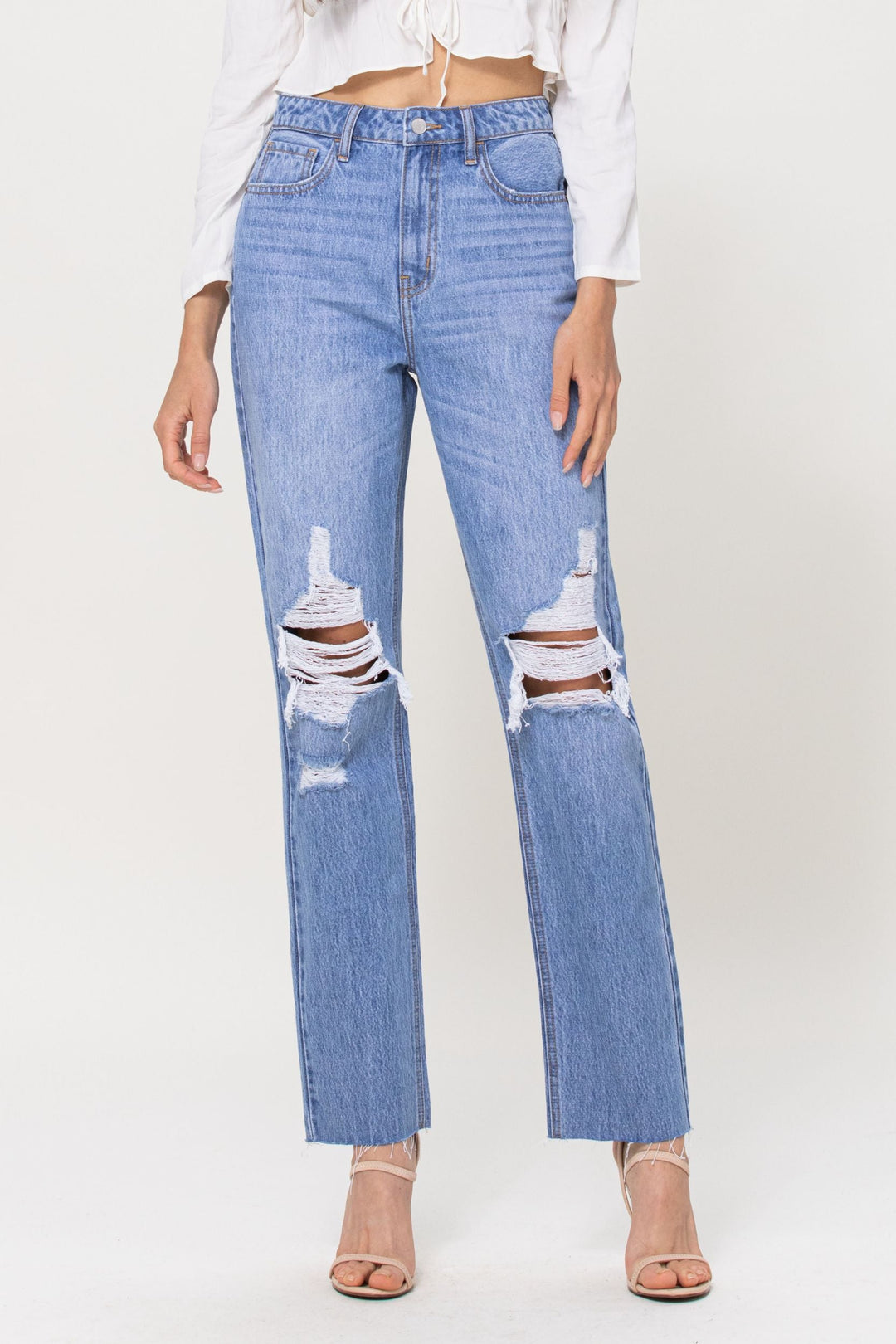 SERVE UP LIGHT DENIM HIGH RISE STRAIGHT JEANS-Cello Jeans-Jayden P Boutique