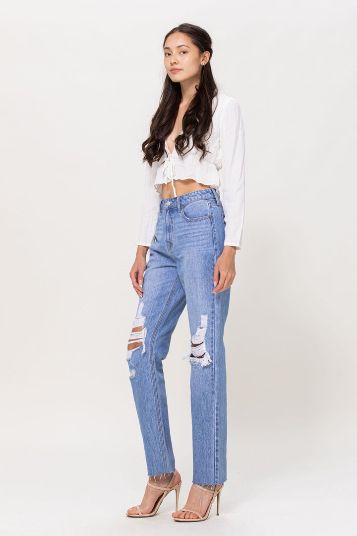 SERVE UP LIGHT DENIM HIGH RISE STRAIGHT JEANS-Cello Jeans-Jayden P Boutique