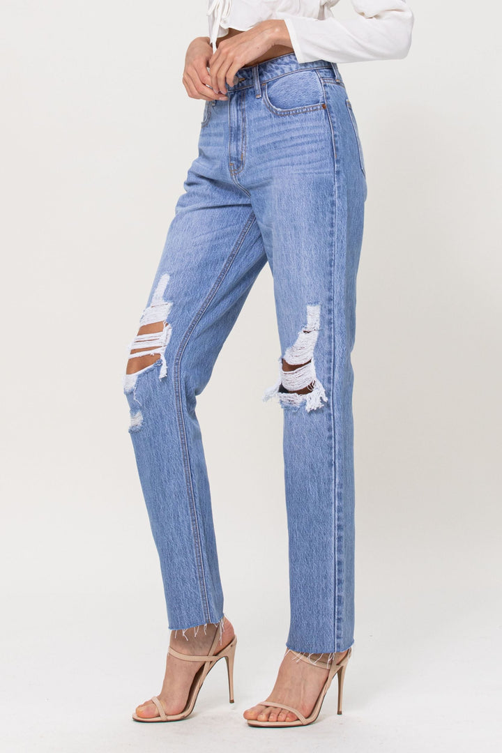 SERVE UP LIGHT DENIM HIGH RISE STRAIGHT JEANS-Cello Jeans-Jayden P Boutique