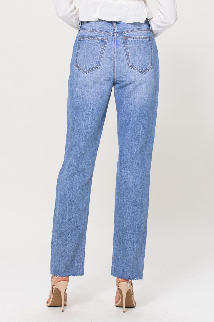 SERVE UP LIGHT DENIM HIGH RISE STRAIGHT JEANS-Cello Jeans-Jayden P Boutique