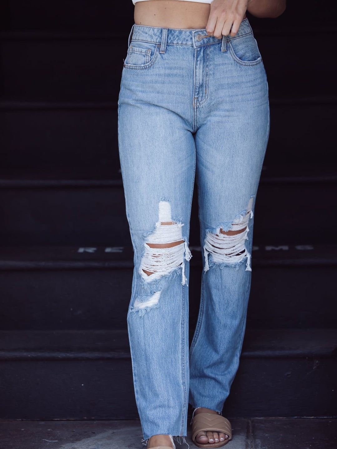 SERVE UP LIGHT DENIM HIGH RISE STRAIGHT JEANS-Cello Jeans-Jayden P Boutique