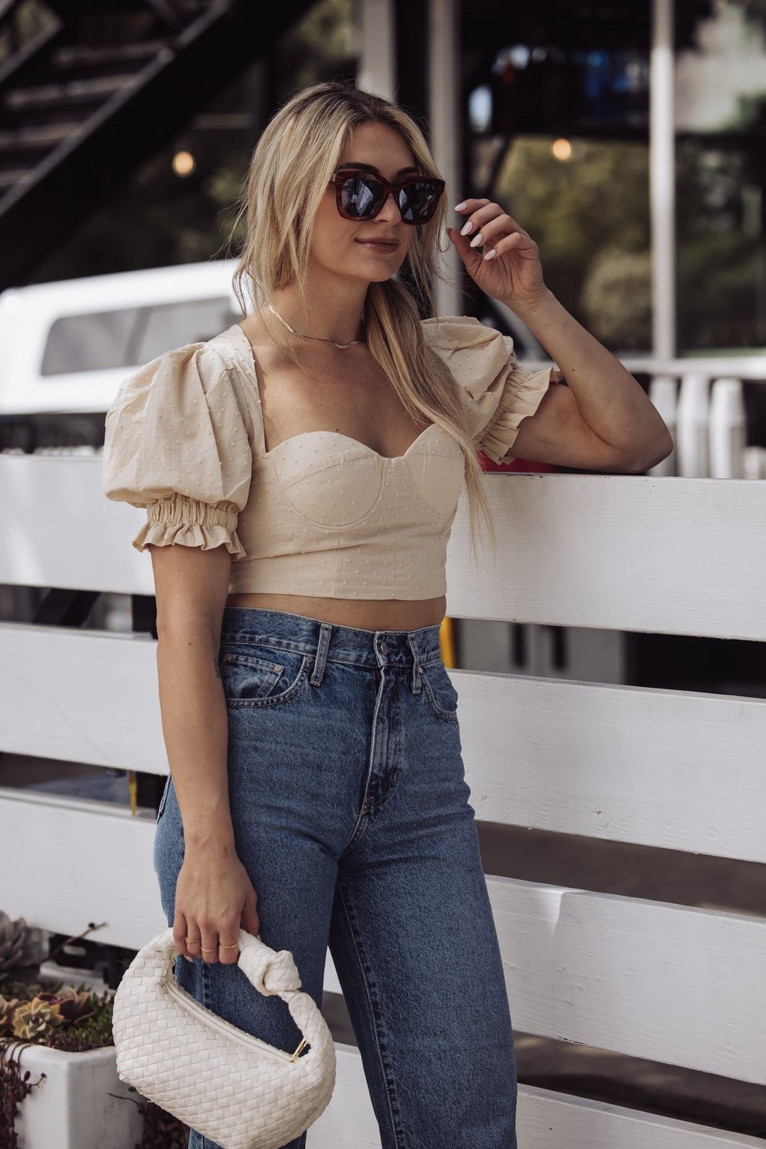 SUMMER DAY RUFFLED CROP TOP - TAUPE-AZURA-Jayden P Boutique