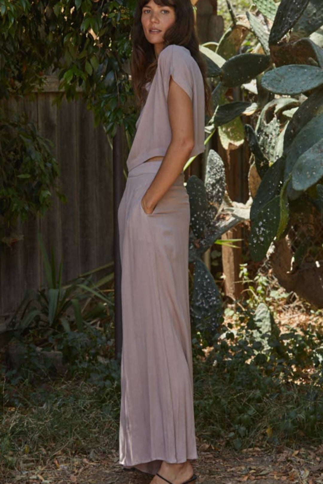 SUNSET BEACH WALK GAUZE HIGH-WAISTED WIDE LEG PANTS - ROSE TAUPE-by together-Jayden P Boutique