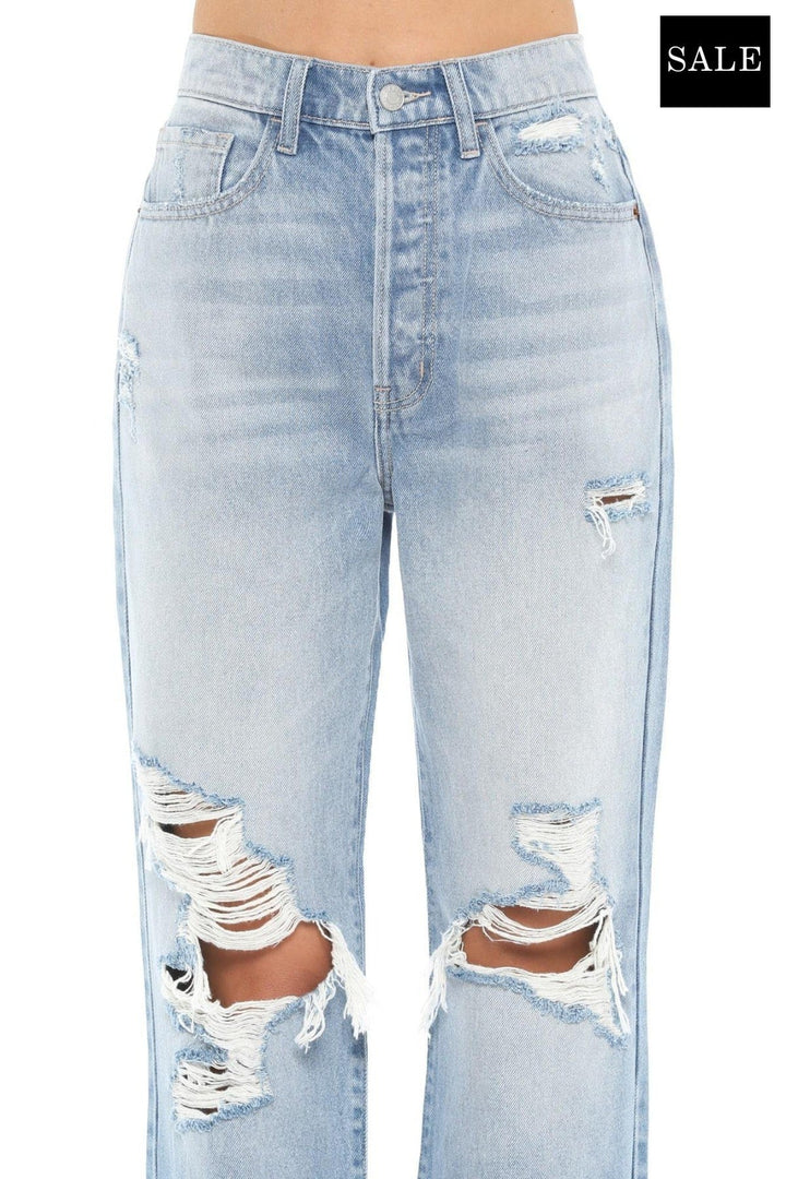 SUPER HIGH RISE DISTRESSED DAD JEANS-Cello Jeans-Jayden P Boutique