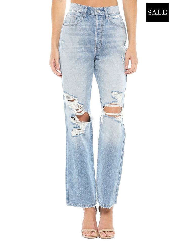 SUPER HIGH RISE DISTRESSED DAD JEANS-Cello Jeans-Jayden P Boutique