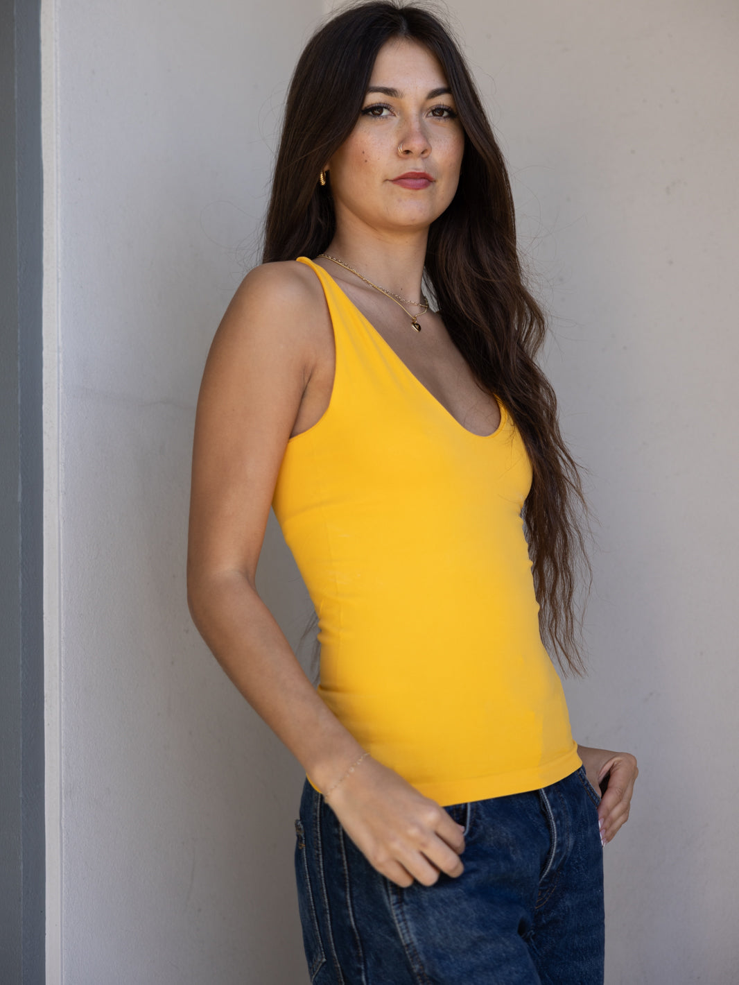 Jayden P Boutique - FREE PEOPLE - Seamless V-Neck Cami Top - EXTRA SMALL/SMALL / Citrus Grove