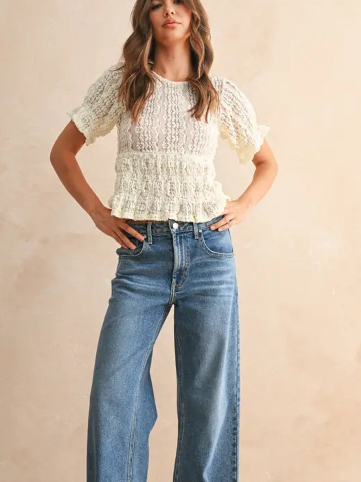 Short Sleeve Lace Blouse