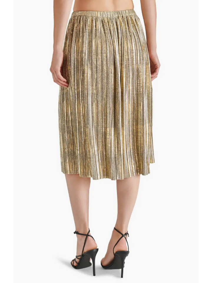 Jayden P Boutique - Steve Madden Darcy Metallic Pleated Midi Skirt - X-SMALL