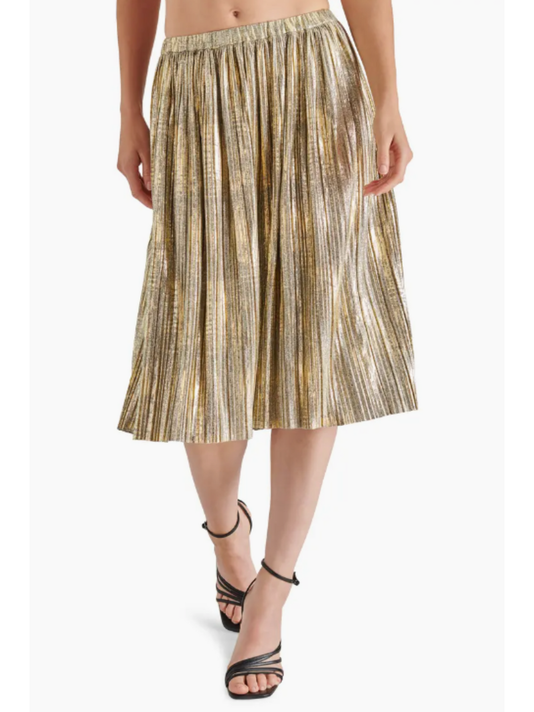 Jayden P Boutique - Steve Madden Darcy Metallic Pleated Midi Skirt - X-SMALL