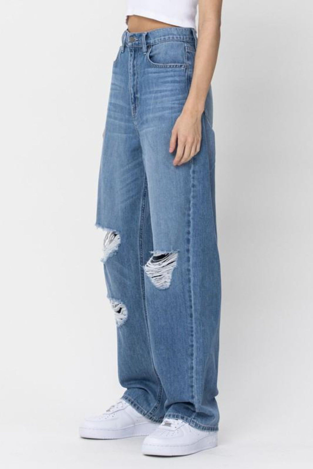 UNRESERVED BAGGY STRAIGHT LEG HIGH RISE DENIM-Cello Jeans-Jayden P Boutique