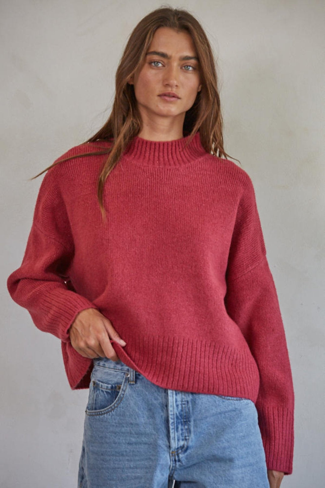 Jayden P Boutique - Viri Knit Sweater - S / Wine