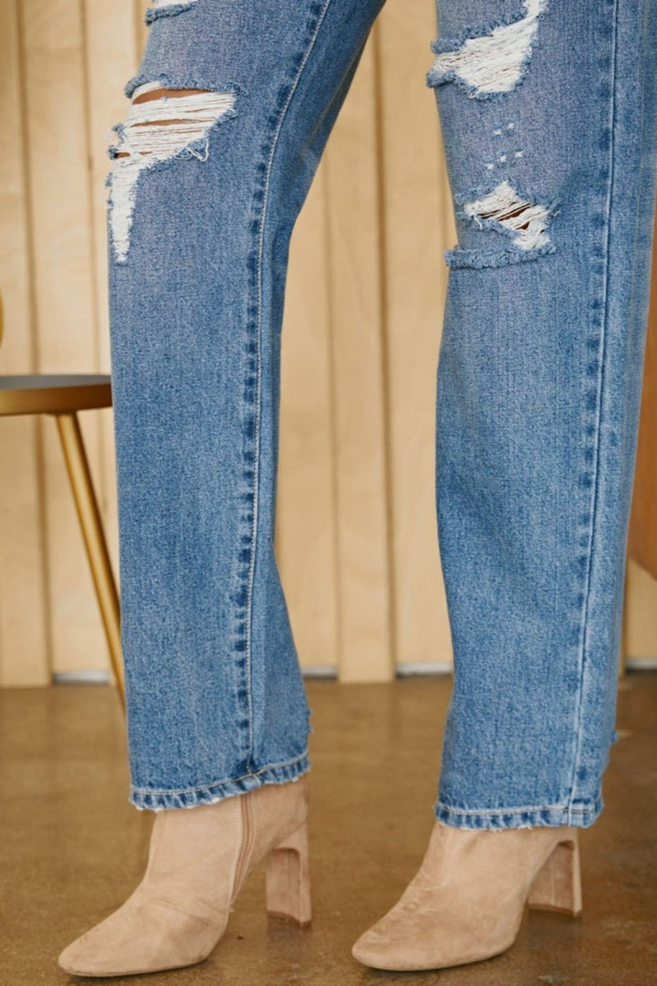 WADE ULTRA HIGH RISE DISTRESSED 90'S BAGGY DENIM-kan can-Jayden P Boutique