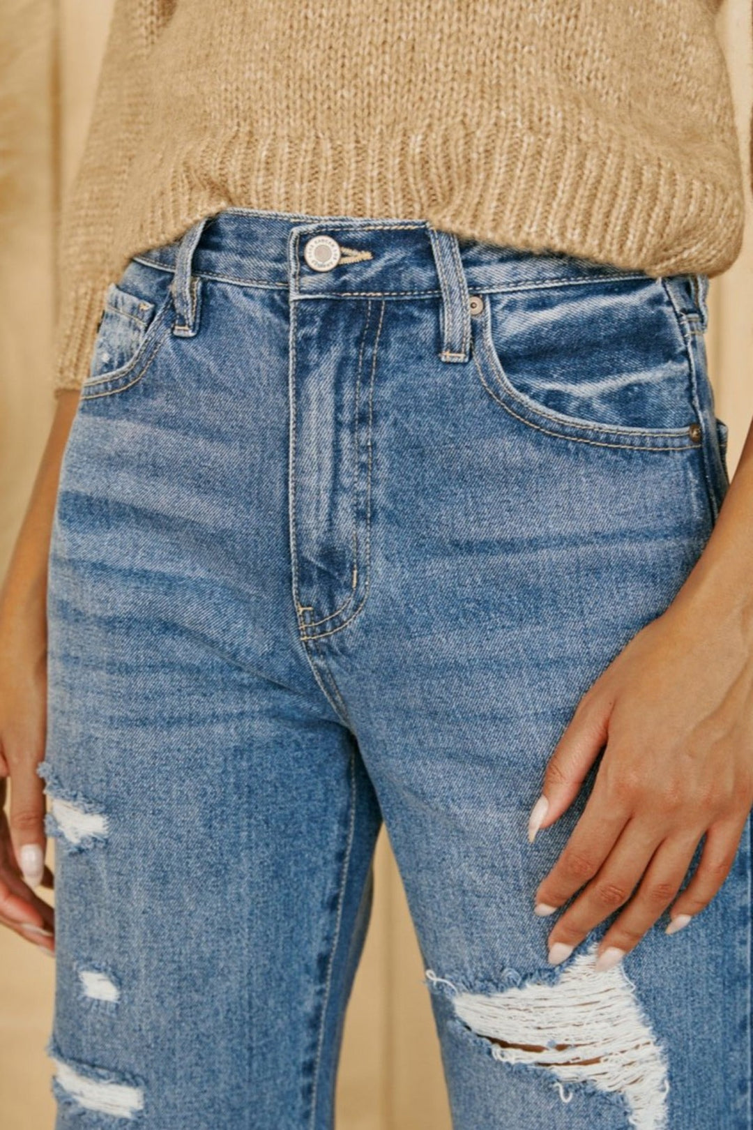 WADE ULTRA HIGH RISE DISTRESSED 90'S BAGGY DENIM-kan can-Jayden P Boutique