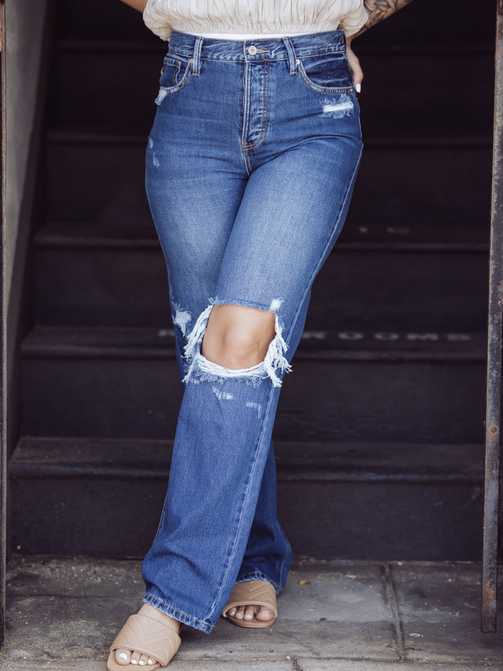 YOLANDA ULTRA HIGH RISE 90's STRAIGHT LEG MEDIUM WASH JEANS-kan can-Jayden P Boutique