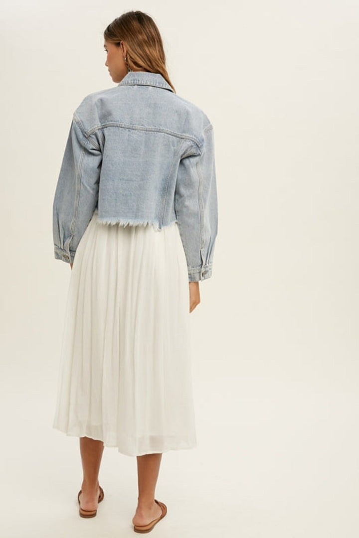 YOUNG AND FREE DISTRESSED HEM DENIM JACKET - DENIM-Wishlist-Jayden P Boutique