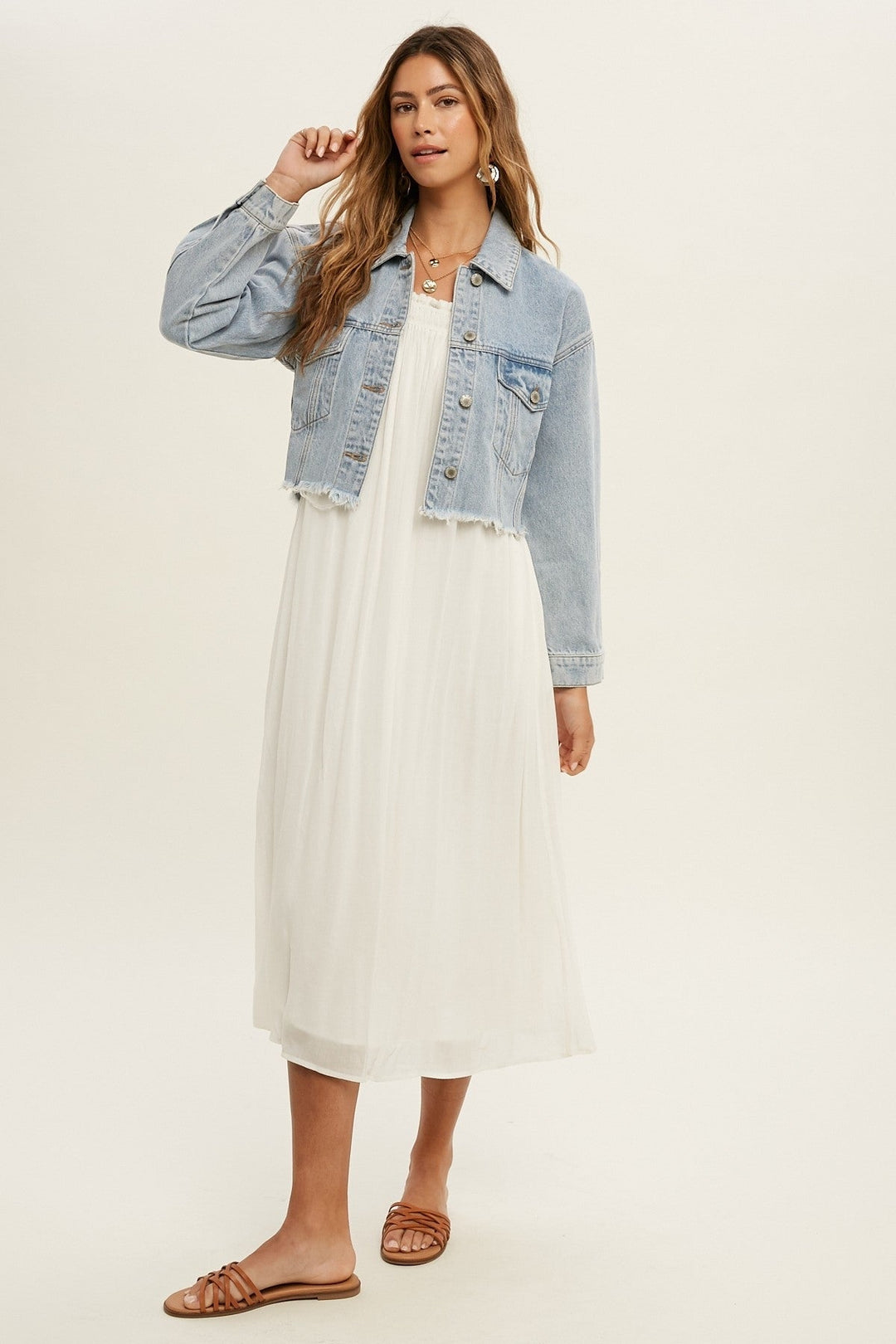 YOUNG AND FREE DISTRESSED HEM DENIM JACKET - DENIM-Wishlist-Jayden P Boutique