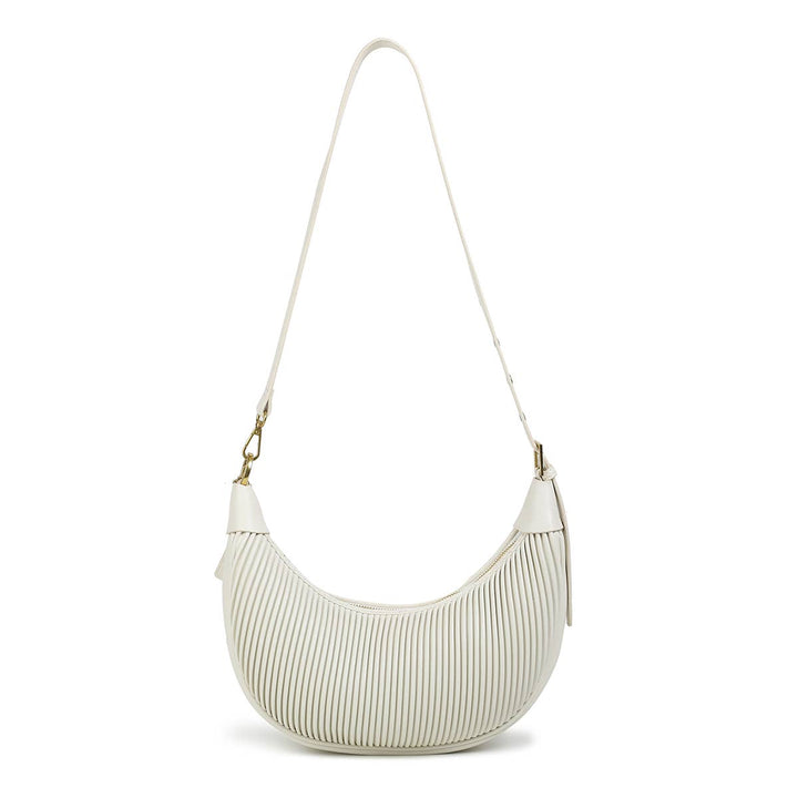 Jayden P Boutique - Pixie Mood - Crescent - Recycled Vegan Crossbody Bag - Coconut Cream Pleated