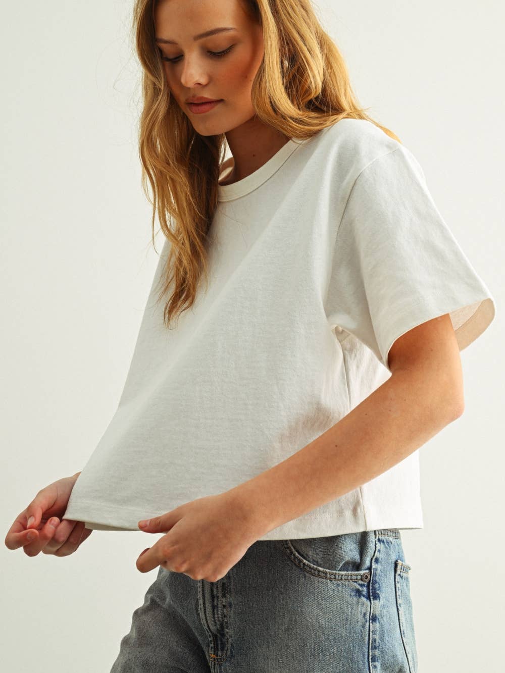 Breeze Crew Neck Linen Knit Top in White | Jayden P Boutique