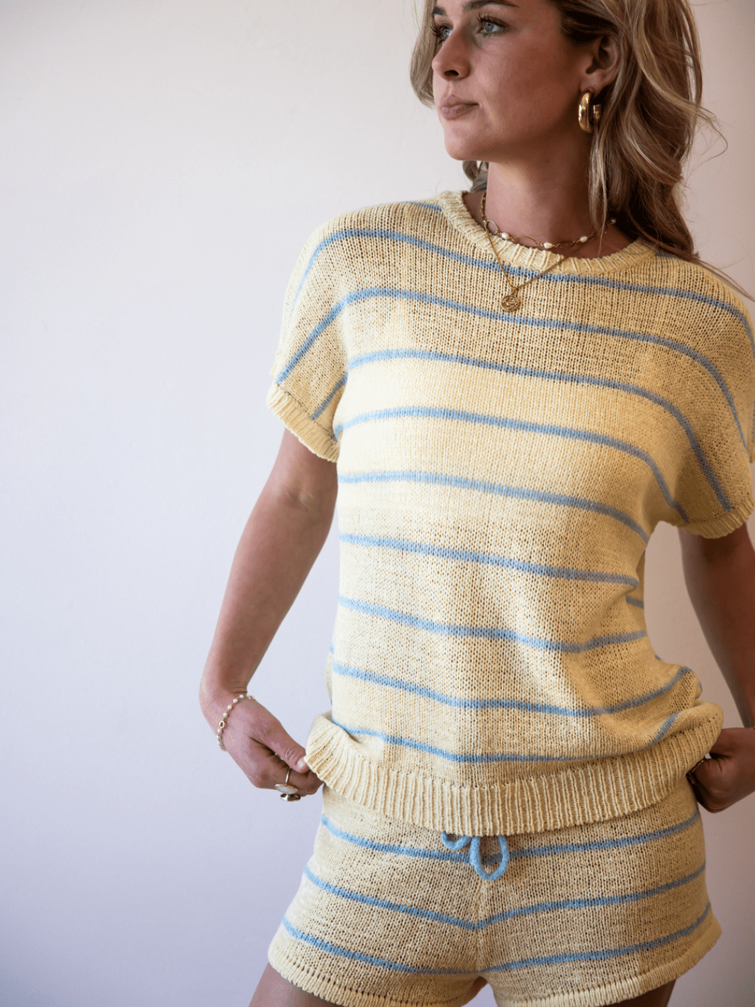 Between the Lines Stripe Knit Shorts-SALE - Jayden P Boutique