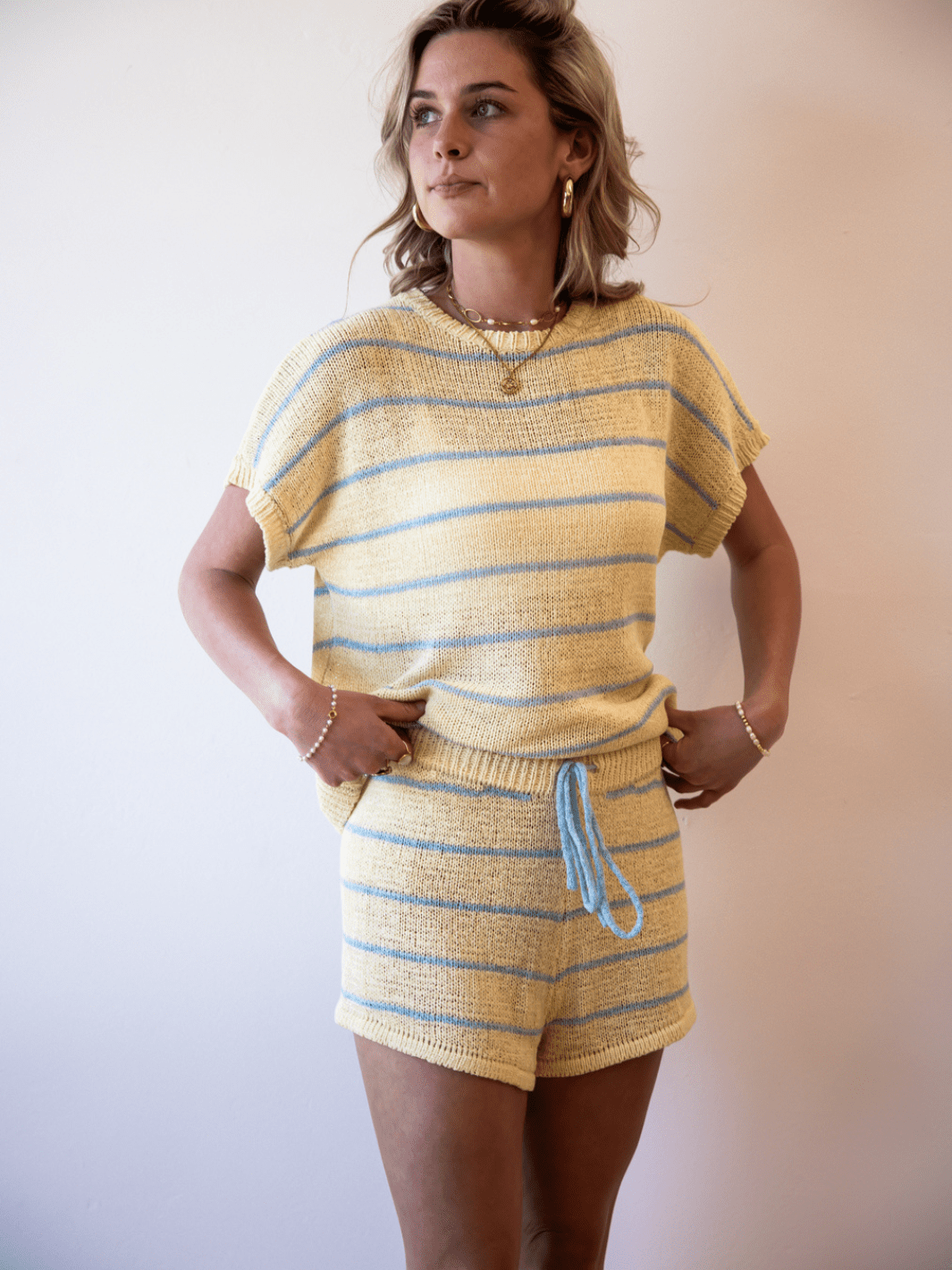 Between the Lines Stripe Knit Shorts-SALE - Jayden P Boutique
