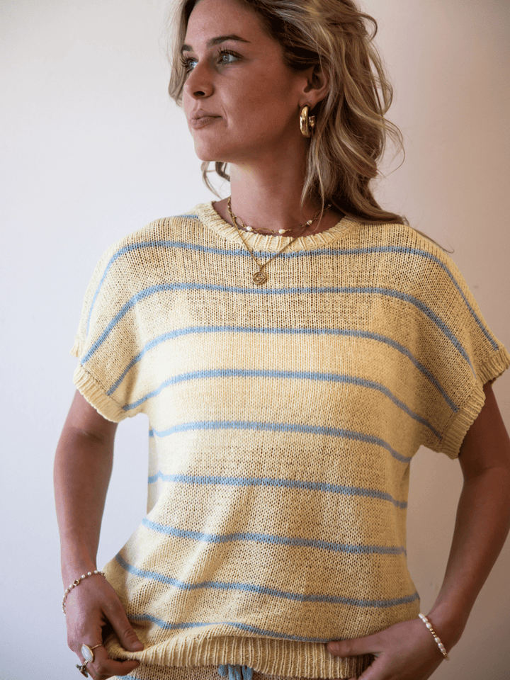 Between the Lines Stripe Knit Shorts-SALE - Jayden P Boutique