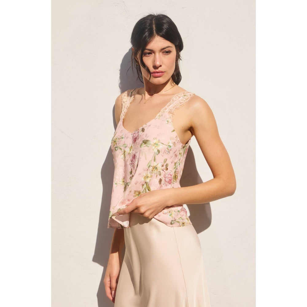 Jayden P Boutique - My Darling Eyelash Lace Cami Top - Small / BLUSH ROSE