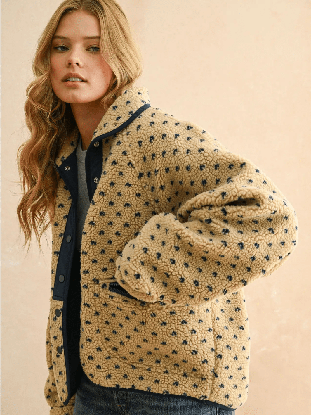 Canyon Bloom Patterned Sherpa Fleece Jacket - Jayden P Boutique