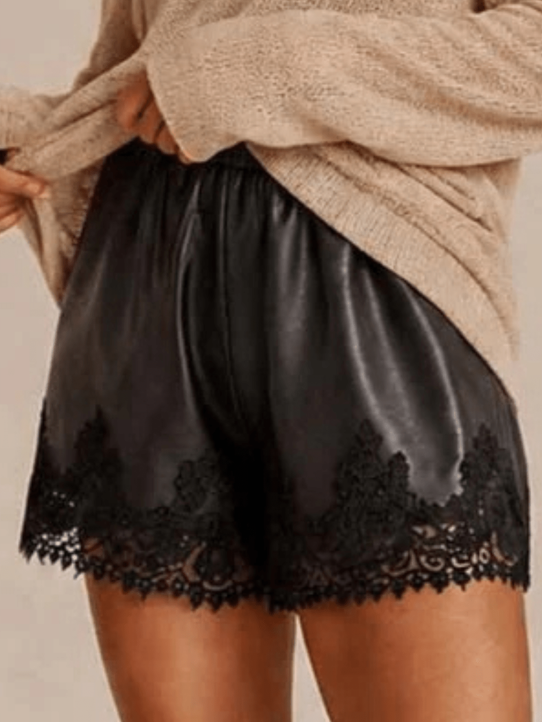 Capri Lace Edge Faux Leather Shorts - Jayden P Boutique