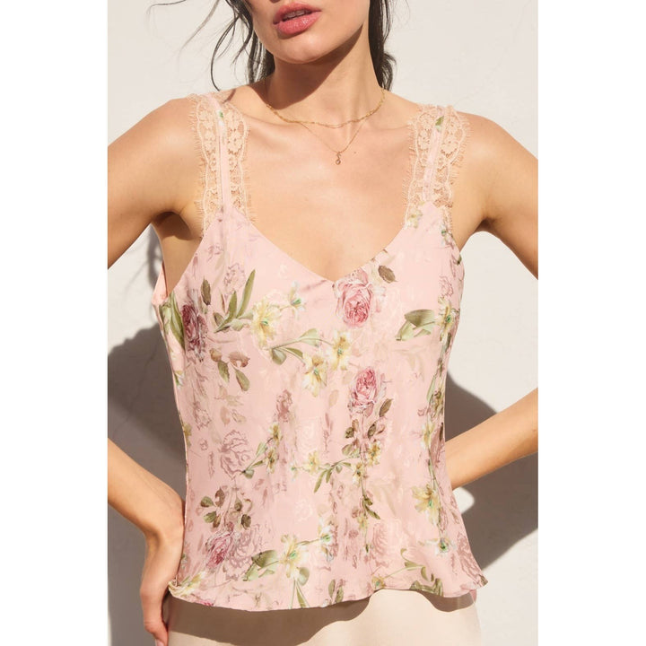 Jayden P Boutique - My Darling Eyelash Lace Cami Top - Small / BLUSH ROSE