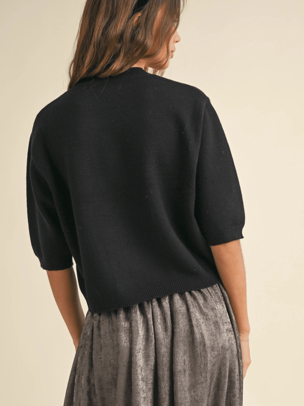 Cleo Ribbed Knit Short Sleeve Sweater Top - Jayden P Boutique
