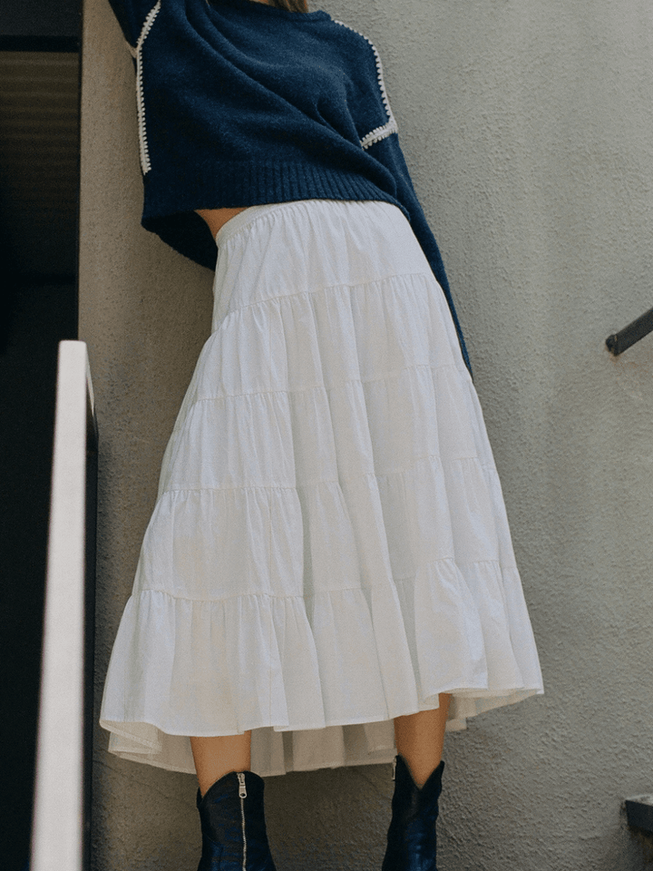 Coastal Dream Tiered Ruffle Midi Skirt - Jayden P Boutique