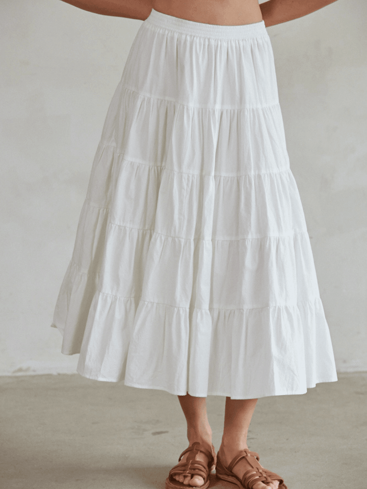 Coastal Dream Tiered Ruffle Midi Skirt - Jayden P Boutique