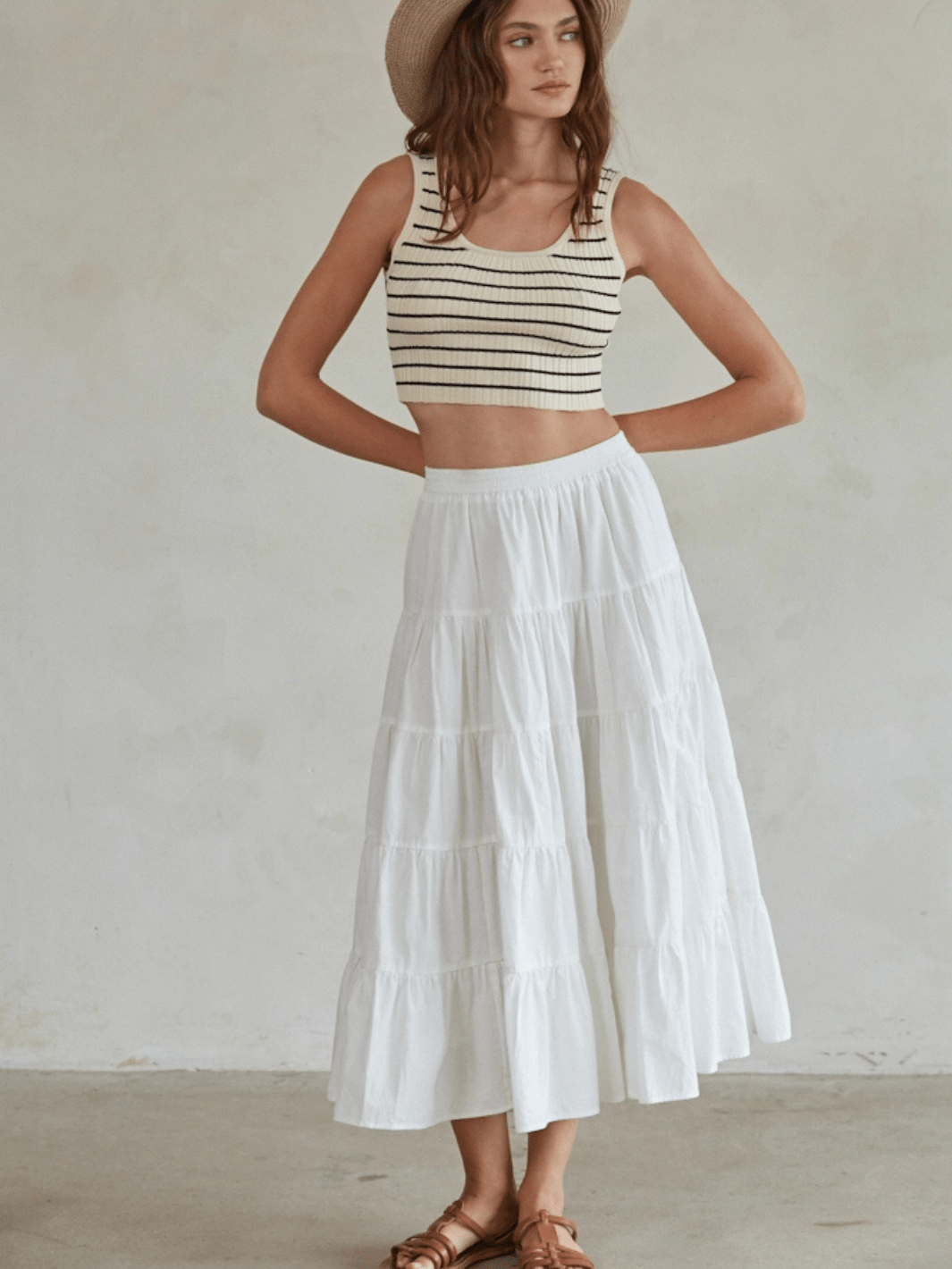Coastal Dream Tiered Ruffle Midi Skirt - Jayden P Boutique