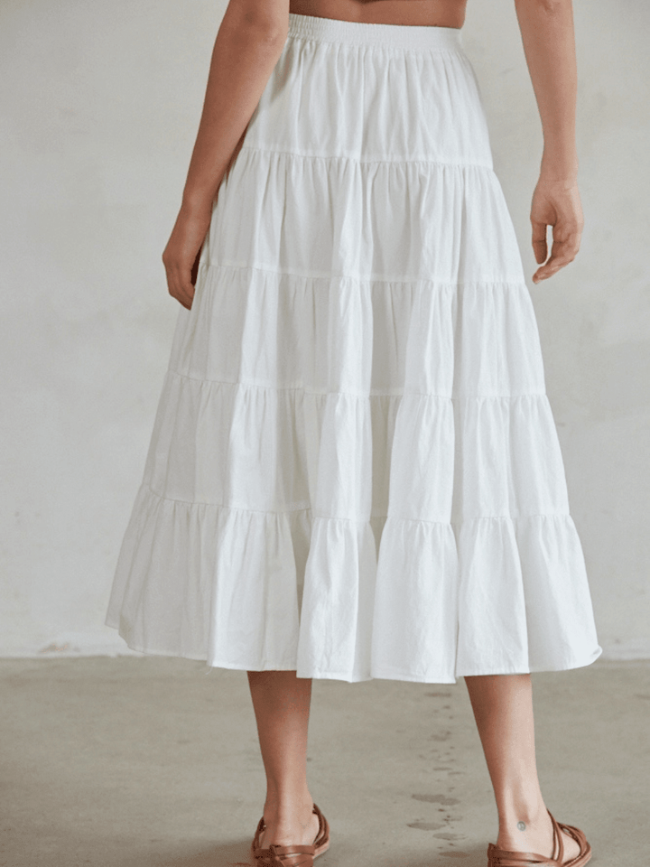 Coastal Dream Tiered Ruffle Midi Skirt - Jayden P Boutique