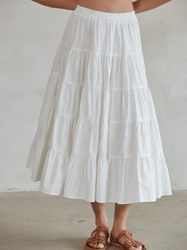 Coastal Dream Tiered Ruffle Midi Skirt - Jayden P Boutique