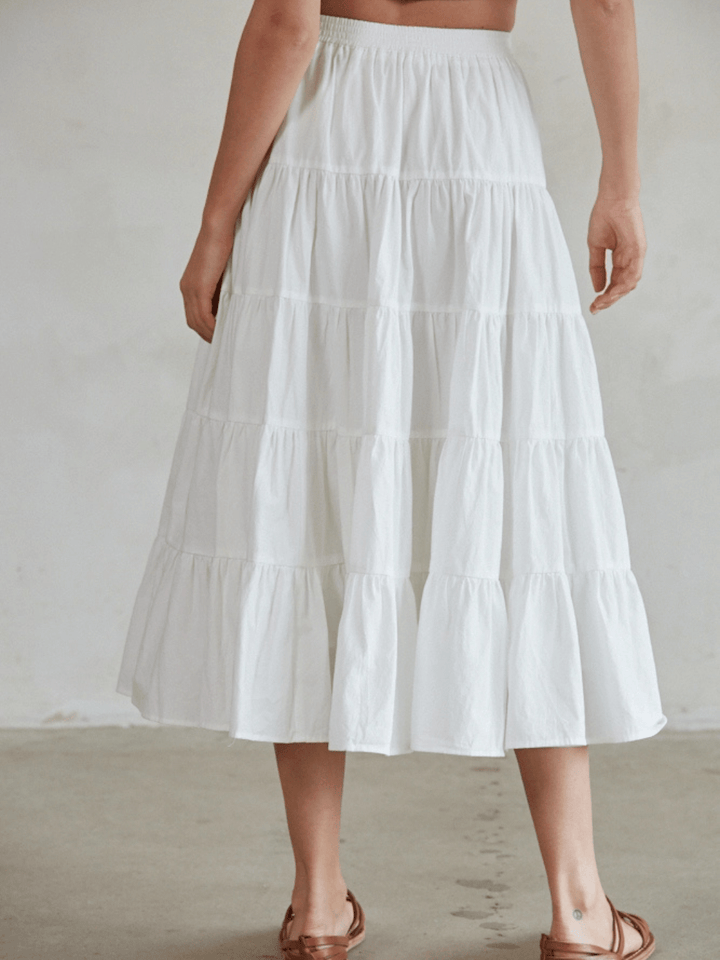 Coastal Dream Tiered Ruffle Midi Skirt - Jayden P Boutique