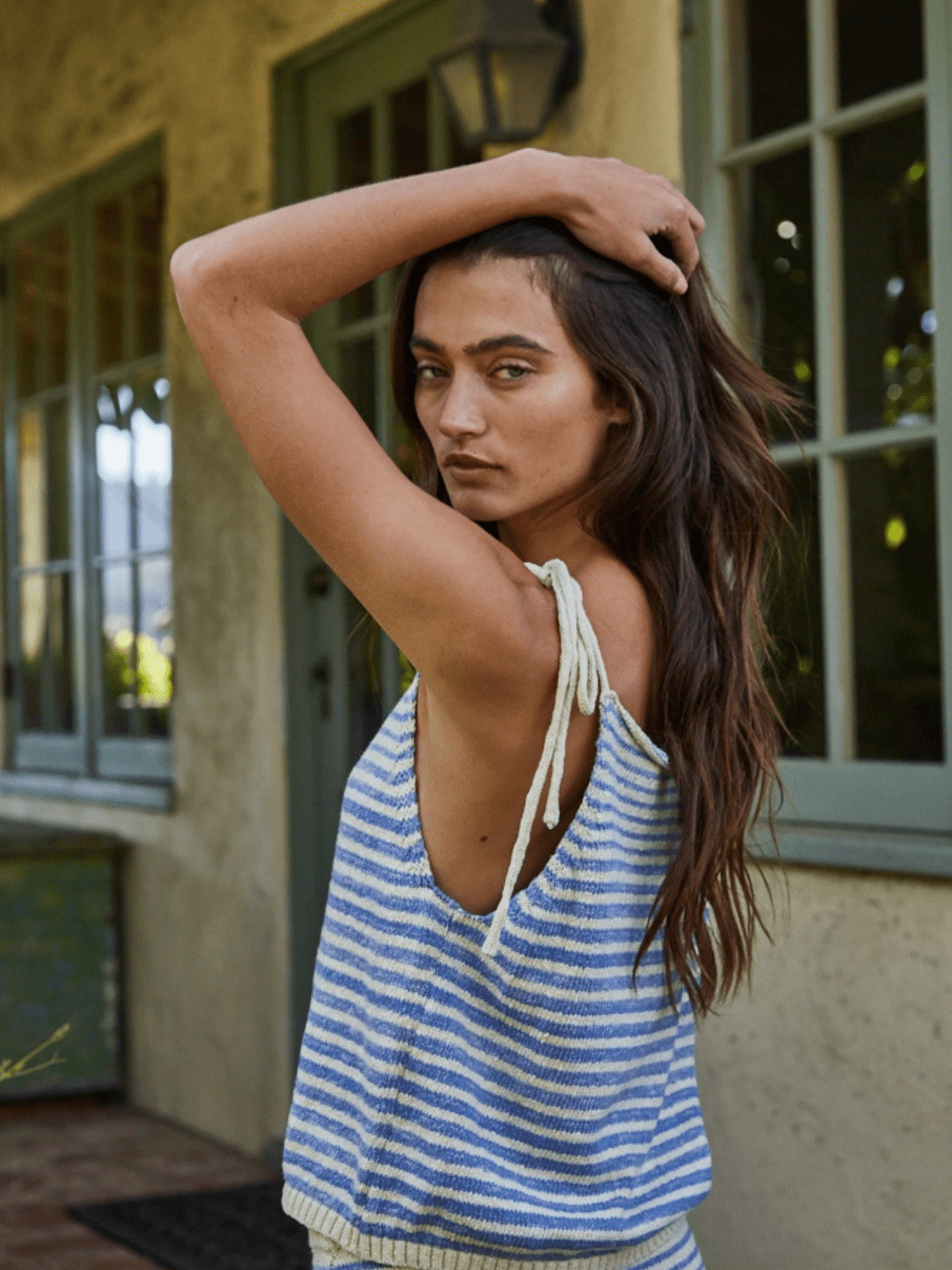 Coastal Stripe Knit Tie Strap Top - Jayden P Boutique